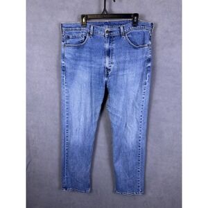 Levis 505 Jeans Mens 38x32 Blue Medium Wash Straight Leg Regular Stretch Denim